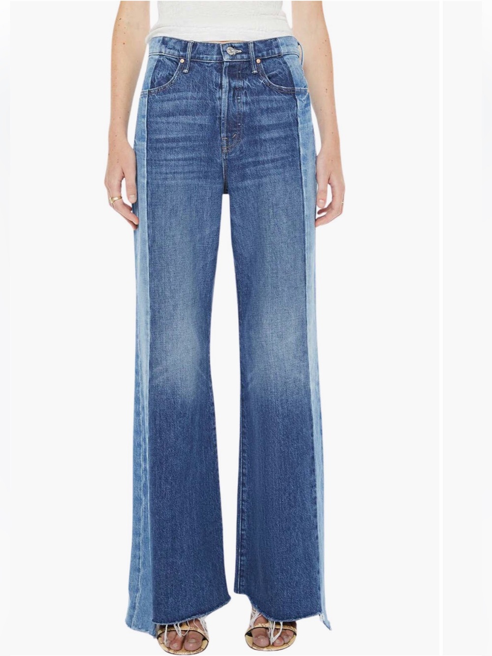 MOTHER The Tux Sidestepper Sneak Frayed High Waist Bootcut Jeans